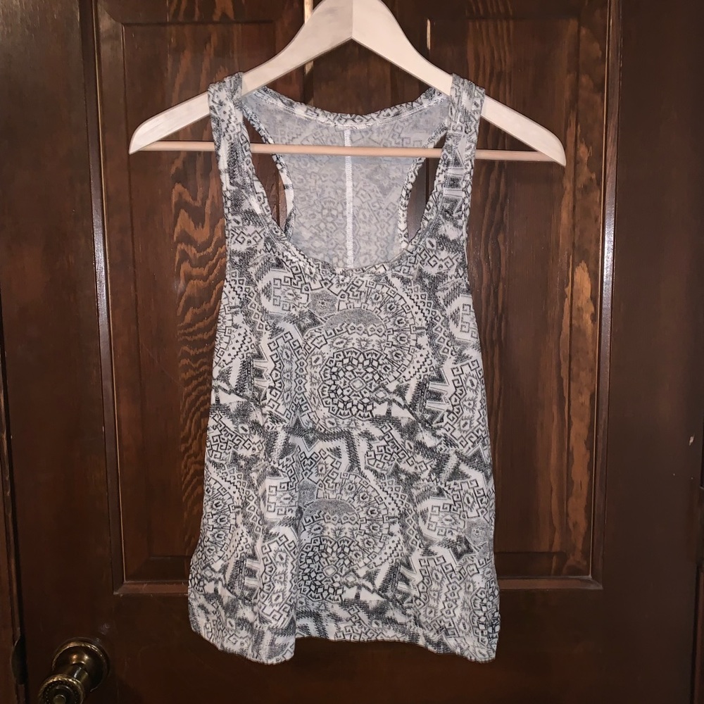 Grey & White Paisley Print Tank Top